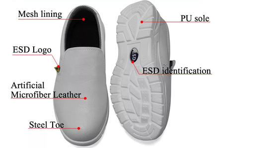 Anti scarpe statiche Toe Breathable Safety Shoe d'acciaio del locale senza polvere ESD