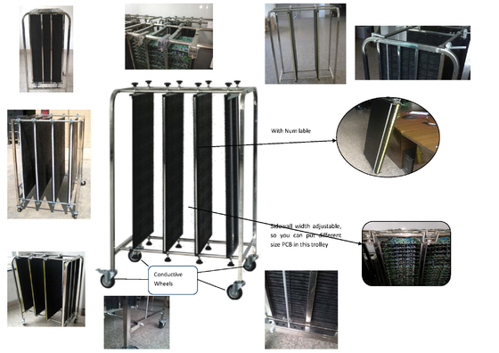 Maniglia regolabile ESD PCB SMT Carrello di stoccaggio Eletronic Antistatic Reel Storage Cart