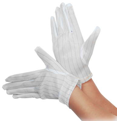 Banda laterale 100% dei guanti del panno del locale senza polvere ESD del poliestere doppia