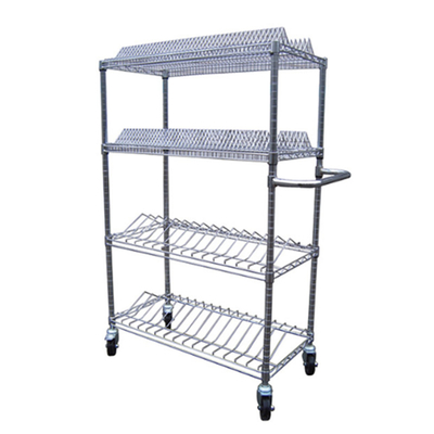 ESD Rack 4 Wire Racks Camionetti di scaffalatura in cromo Anti-statico Piastre in cromo Camionetto in filo