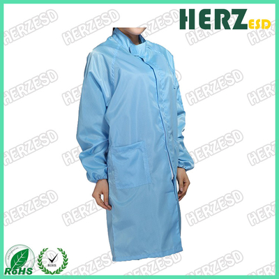 Mantello antistatico da laboratorio per ambienti puliti Indumenti smossabili ESD bianchi o blu Poliestere per abbigliamento da laboratorio o da laboratorio