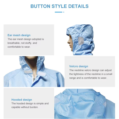 Costume anti-statico per spazi puliti Costume ESD di poliestere Abbigliamento da lavoro Cappotto da laboratorio