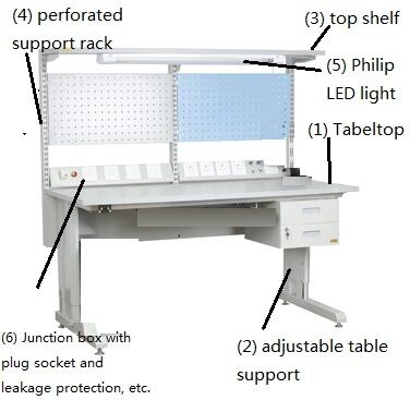 ESD Workbench Custom Electric Adjustable Height Workstation antistatico per elettronica