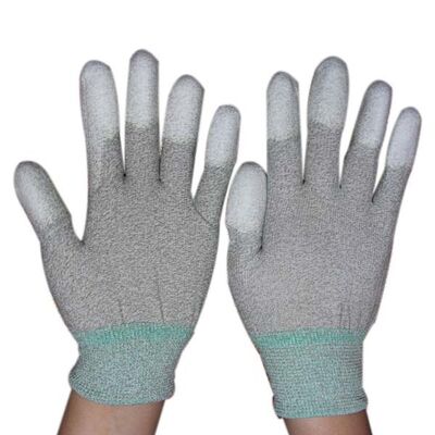 ESD Top Fit Gloves Fabbrica ESD Laboratorio Fibra di carbonio antistatica PU Guantoni di palma ESD Guantoni