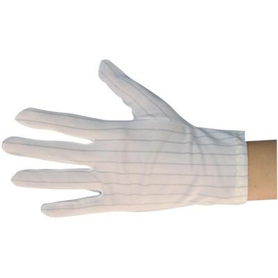 Low Cost Cleanroom Electronics Industrial Safety Lint Free White Antistatic Stripe Polyester ESD Work Gloves