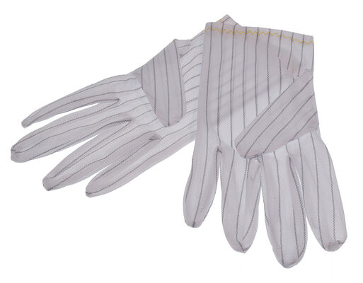 Low Cost Cleanroom Electronics Industrial Safety Lint Free White Antistatic Stripe Polyester ESD Work Gloves