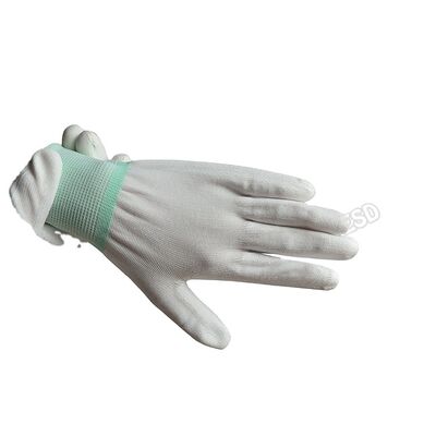 Guanti conduttivi ESD Poliestere Guanto di lavoro antistatico Antislip Carbon PU Tip Palm Fit
