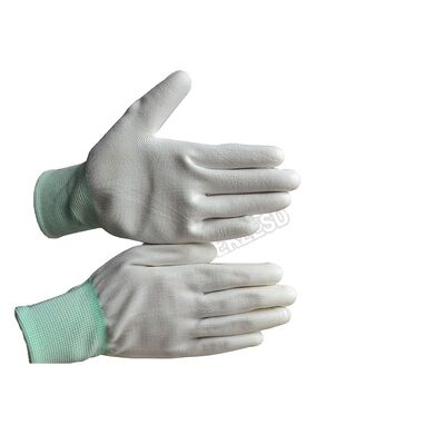 Guanti conduttivi ESD Poliestere Guanto di lavoro antistatico Antislip Carbon PU Tip Palm Fit