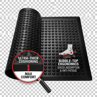 ESD Anti Fatigue Rubber Mat Bubble Top Black Static Dissipative Floor Mat Per Stazioni di lavoro di assemblaggio elettronico