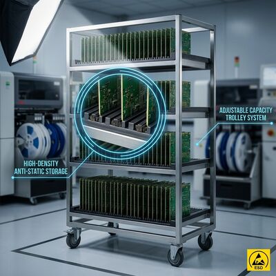 Carrello ESD Regolabile per Stoccaggio PCB per Schede a Circuito Anti-Statico per Uso Intensivo