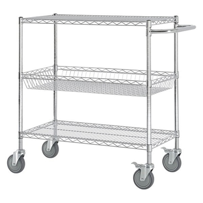 Alta qualità 4 ruote in acciaio inossidabile PCB anti statico/SMT 3 strati di stoccaggio ESD Wire Shelf Trolley Cart
