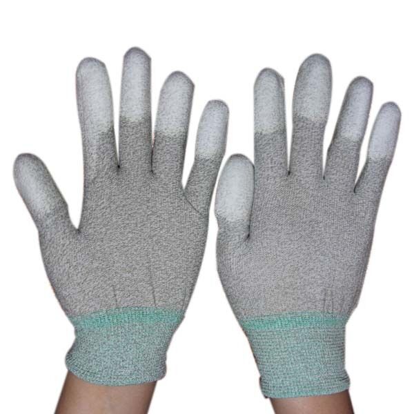 ESD Top Fit Gloves Fabbrica ESD Laboratorio Fibra di carbonio antistatica PU Guantoni di palma ESD Guantoni