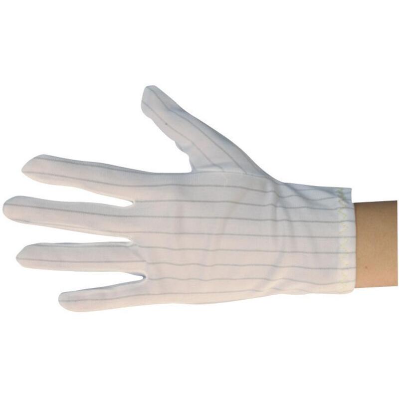 Low Cost Cleanroom Electronics Industrial Safety Lint Free White Antistatic Stripe Polyester ESD Work Gloves